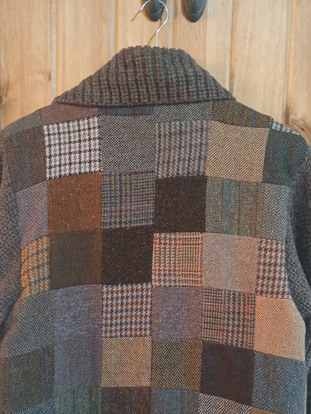 Mens Vintage Hanna Hats Of Donegal Wool Patchwork Sweater Jacket - Medium - Picture 4 of 13